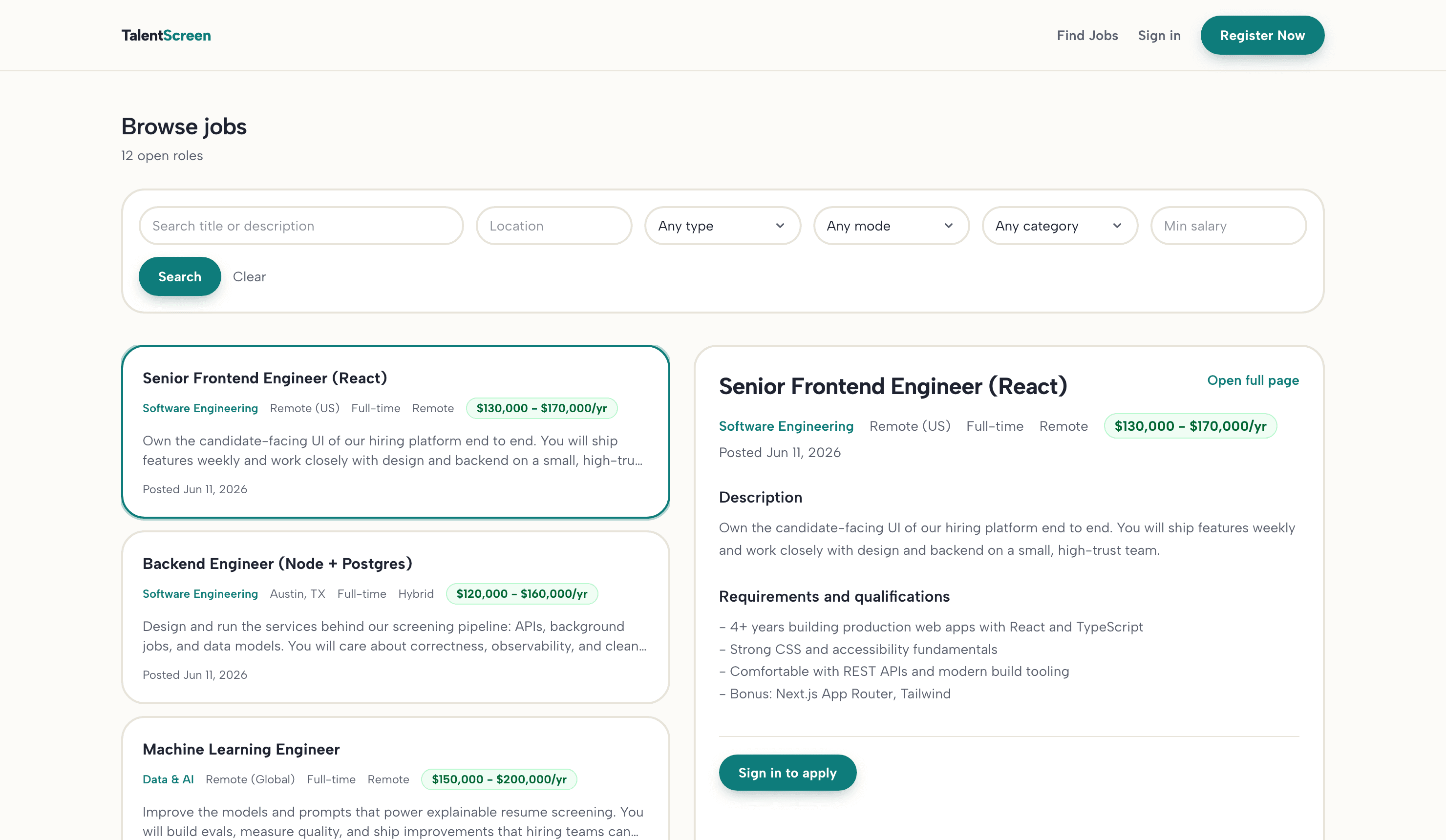 TALENT SCREEN
